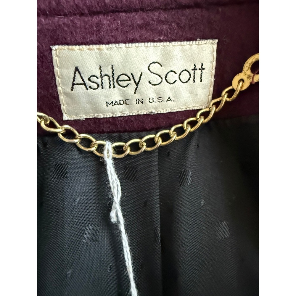 Ashley Scott Vintage Purple‎ Wool Blend Coat Made in USA Textured Buttons 25x36 - Picture 4 of 8